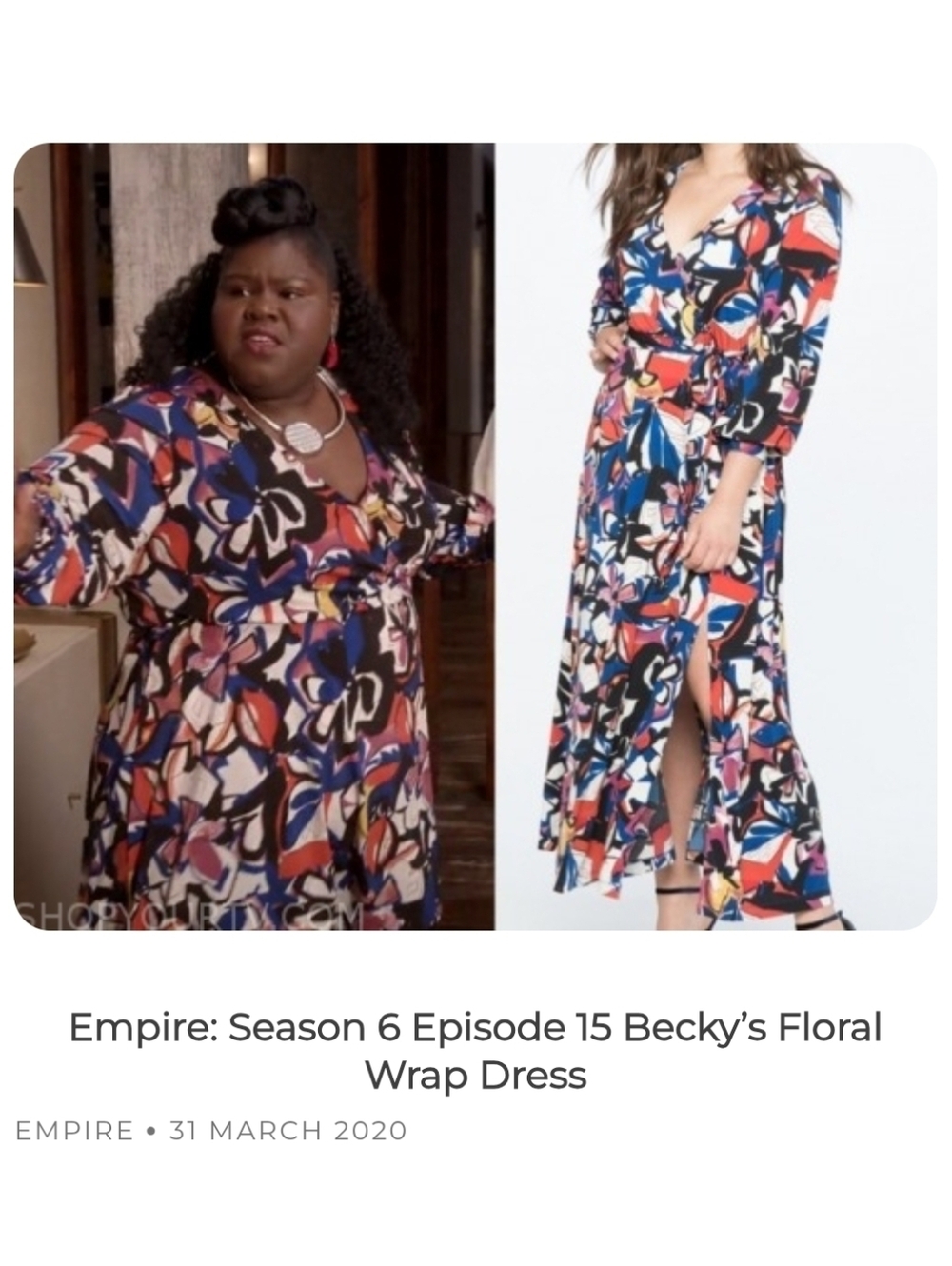 ELOQUII - Faux Wrap Havana Floral Maxi Dress With Side Slit - Plus Size 18